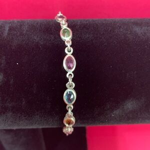 Vintage made in Italy sterling silver rainbow crystal tennis bracelet